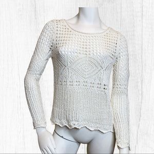 Hollister crochet long sleeve sweater cream color